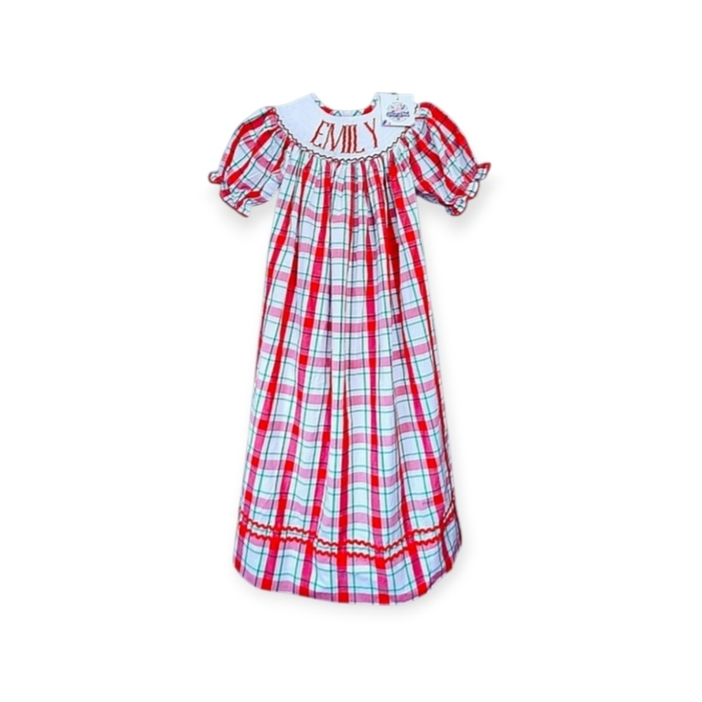 Sweet La Rose Gown Smocked Floor Length Holiday Personalized For EMILY NWT